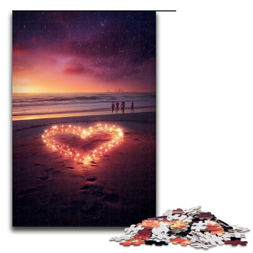 Puzzle für Erwachsene 1000 Teile Herz am Strand Geburtstagsgeschenk Geschenke für Teenager ab 14 Jahren 1000 Teile (75 x 50 cm) von linghhiming