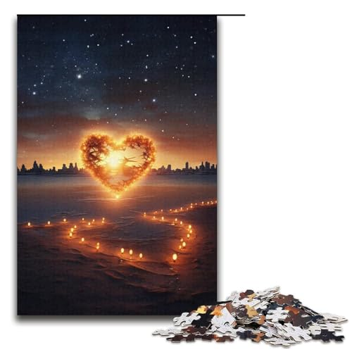 Puzzle für Erwachsene 1000 Teile Herz am Strand Puzzlespiele Spielzeug Geschenk geeignet als Schreibtischdekoration 1000 Teile (38 x 26 cm) von linghhiming