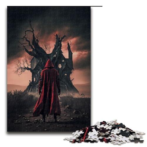 Puzzle für Erwachsene 1000 Teile Horror Kunst () Familien Holzpuzzle Lernspiel Herausforderungsspielzeug 75 x 50 cm von linghhiming