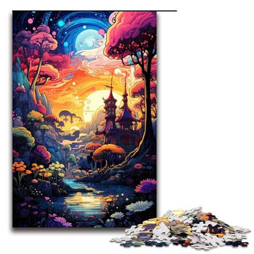 Puzzle für Erwachsene 1000 Teile Hütte unter bunten Wundern Heimdekoration Puzzle Spielzeug Geschenk für die ganze Familie 1000 Teile (75 x 50 cm) von linghhiming