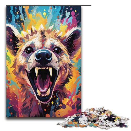 Puzzle für Erwachsene 1000 Teile Hyänen Puzzle farbenfroh psychedelisch Spielspielzeug lustig 1000 Teile (38 x 26 cm) von linghhiming