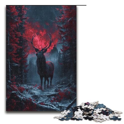 Puzzle für Erwachsene 1000 Teile Iris Hirsch im Wald Geburtstagsgeschenk Geschenke für Teenager ab 14 Jahren 1000 Teile (75 x 50 cm) von linghhiming