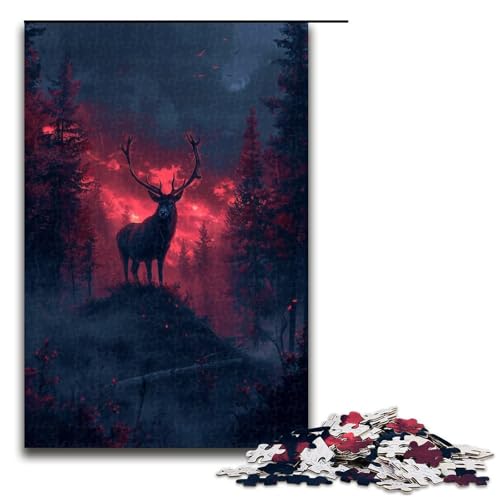 Puzzle für Erwachsene 1000 Teile Iris Hirsch im Wald Holzpuzzle Lernspiel Herausforderungsspielzeug 1000 Teile (75 x 50 cm) von linghhiming
