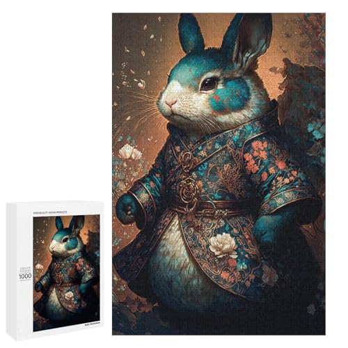 Puzzle für Erwachsene 1000 Teile Kaninchenfamilie Holzpuzzle Lernspiel Herausforderungsspielzeug (75 x 50 cm) von linghhiming