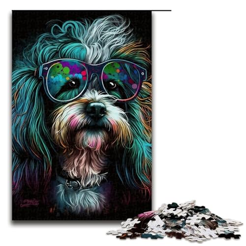Puzzle für Erwachsene 1000 Teile Kunst Bunte Hunde Heimdekoration Puzzle Spielzeug Geschenk für die ganze Familie 1000 Teile (75 x 50 cm) von linghhiming