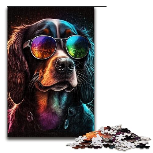 Puzzle für Erwachsene 1000 Teile Kunst Bunte Hunde Holzpuzzle Lernspiel Herausforderungsspielzeug 1000 Teile (75 x 50 cm) von linghhiming