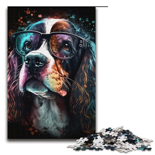 Puzzle für Erwachsene 1000 Teile Kunst Bunte Hunde Mustermontage hilft dem Gehirn süchtig machendes Spielzeug zur Förderung der Geduld 1000 Teile (38 x 26 cm) von linghhiming
