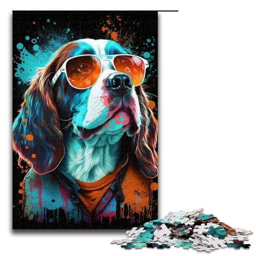 Puzzle für Erwachsene 1000 Teile Kunst Bunte Hunde Puzzle Lernspiele für Zuhause DIY Spielzeug tolles Geschenk für Spiele 1000 Teile (75 x 50 cm) von linghhiming