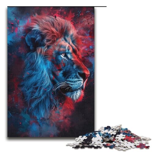 Puzzle für Erwachsene 1000 Teile Kunst Bunte Löwen Papierpuzzle 1000 Teile (38 x 26 cm) von linghhiming