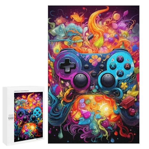 Puzzle für Erwachsene 1000 Teile Kunst Game Controller Familien Holz Rundpuzzle Lernspiel Herausforderungsspielzeug (75 x 50 cm) von linghhiming