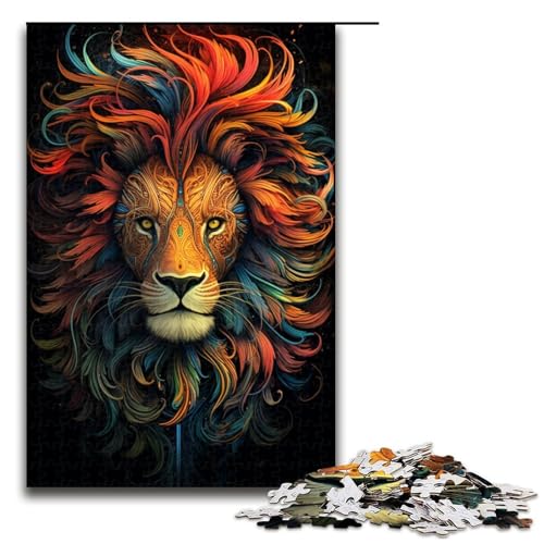 Puzzle für Erwachsene 1000 Teile Kunst-Neon-Löwe-Puzzle Holzpuzzle Lernspiel Herausforderungsspielzeug 1000 Teile (75 x 50 cm) von linghhiming