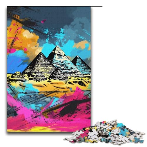 Puzzle für Erwachsene 1000 Teile Kunst antike ägyptische Pyramiden Papierpuzzle Lernspiel Herausforderungsspielzeug 1000 Teile (38 x 26 cm) von linghhiming