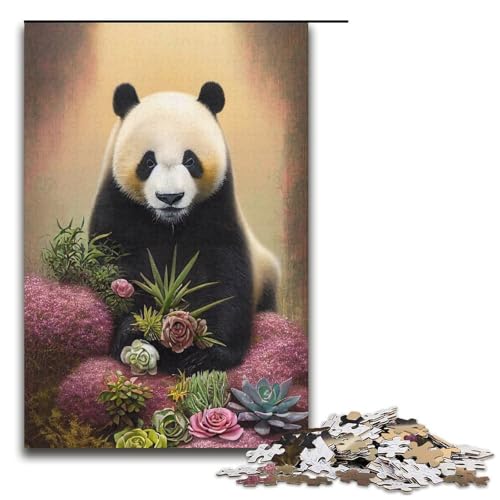 Puzzle für Erwachsene 1000 Teile Kunstblume mit Panda Puzzlespiele Spielzeug Geschenk geeignet für die Schreibtischdekoration 1000 Teile (38 x 26 cm) von linghhiming