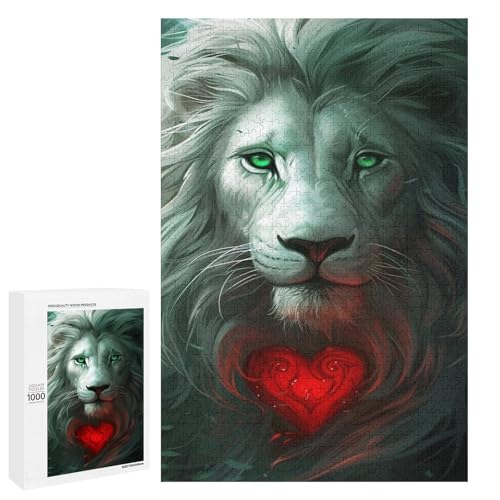 Puzzle für Erwachsene 1000 Teile Kunstlöwe Holzpuzzle 75 x 50 cm von linghhiming