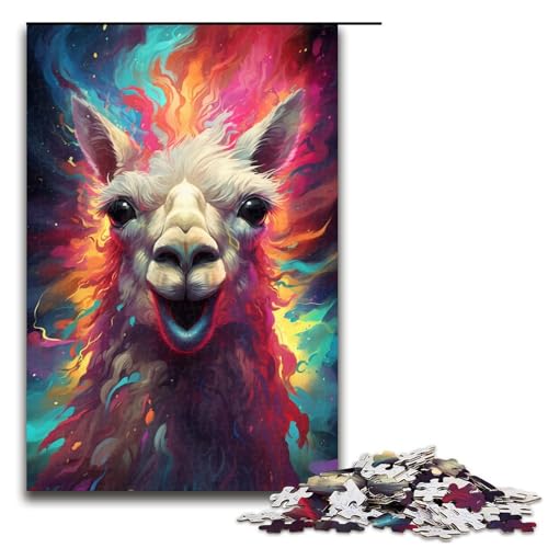 Puzzle für Erwachsene 1000 Teile Lama_buntes Holzpuzzle für Kinder Lernspiel 1000 Teile (75 x 50 cm) von linghhiming