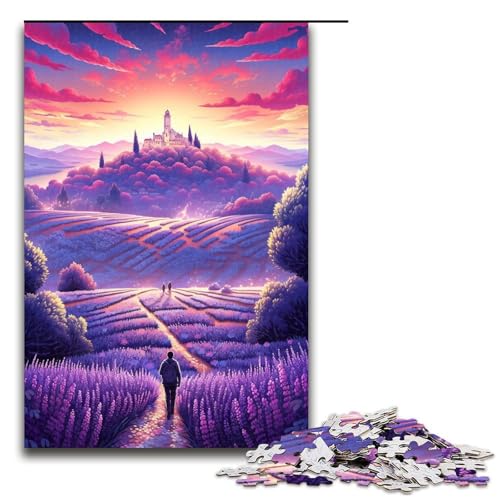 Puzzle für Erwachsene 1000 Teile Lavendelfelder in der Provence Frankreich Holzpuzzle 1000 Teile (75 x 50 cm) von linghhiming