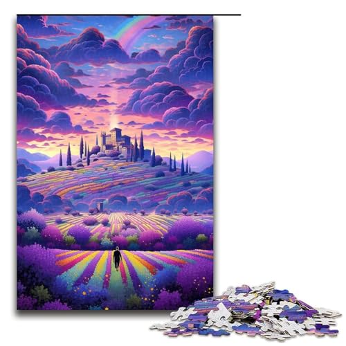 Puzzle für Erwachsene 1000 Teile Lavendelfelder in der Provence Frankreich Mustermontage hilft dem Gehirn süchtig machendes Spielzeug zur Förderung der Geduld 1000 Teile (75 x 50 cm) von linghhiming