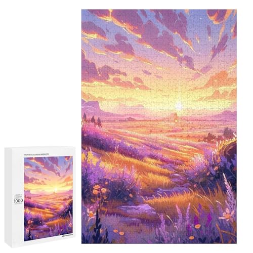 Puzzle für Erwachsene 1000 Teile Lavendelgarten Puzzle Holzpuzzle Lernspiel Herausforderungsspielzeug (75 x 50 cm) von linghhiming