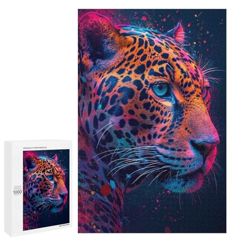 Puzzle für Erwachsene 1000 Teile Leopardenfamilie Holzpuzzle Lernspiel Herausforderungsspielzeug (75 x 50 cm) von linghhiming