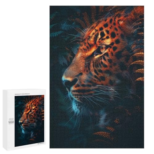 Puzzle für Erwachsene 1000 Teile Leopardenfamilie Holzpuzzle Lernspiel Herausforderungsspielzeug (75 x 50 cm) von linghhiming