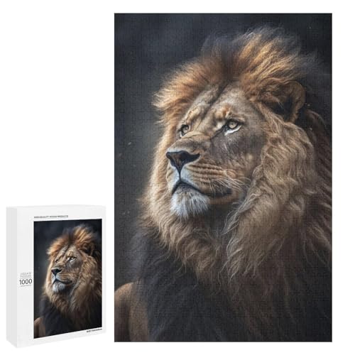 Puzzle für Erwachsene 1000 Teile Löwen Holzpuzzle für Kinder Lernspiel (75 x 50 cm) von linghhiming