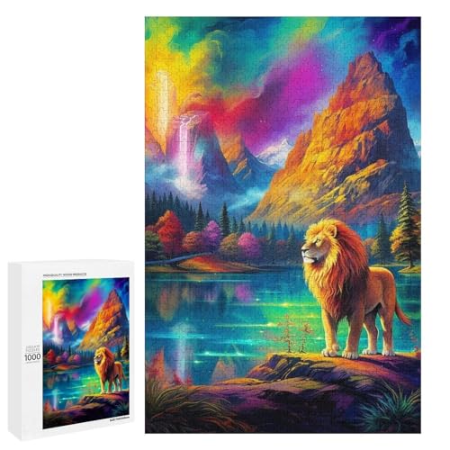 Puzzle für Erwachsene 1000 Teile Löwen Puzzle Holzpuzzle Lernspiel Herausforderungsspielzeug (75 x 50 cm) von linghhiming