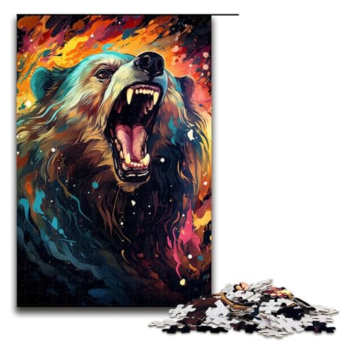 Puzzle für Erwachsene 1000 Teile Malen Bunte Bärenkunst Familien Holzpuzzle Lernspiel Herausforderungsspielzeug 1000 Teile (75 x 50 cm) von linghhiming