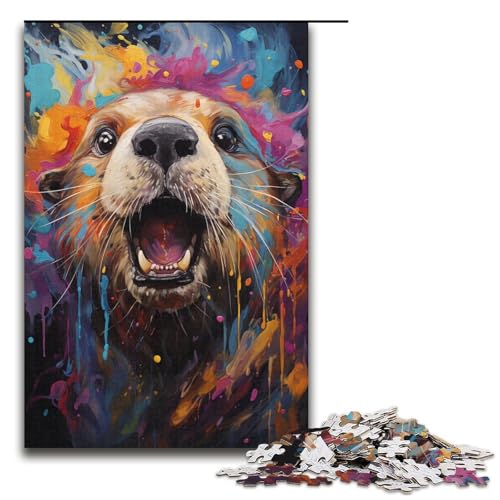 Puzzle für Erwachsene 1000 Teile Malen Bunte Seeotter Familie Papierpuzzle Lernspiel Herausforderungsspielzeug 1000 Teile (38 x 26 cm) von linghhiming