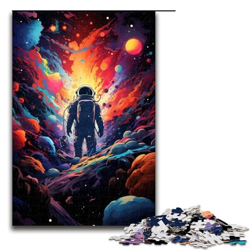 Puzzle für Erwachsene 1000 Teile Malen Farbe Astronautenfamilie Holzpuzzle Lernspiel Herausforderungsspielzeug 1000 Teile (75 x 50 cm) von linghhiming