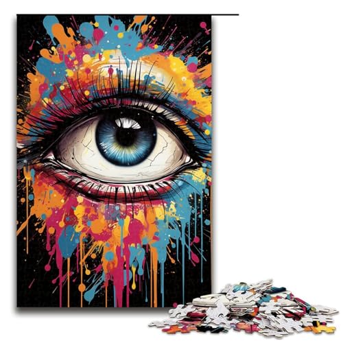 Puzzle für Erwachsene 1000 Teile Malen Farbe Augen Holzpuzzle Lernspiel Herausforderungsspielzeug 1000 Teile (75 x 50 cm) von linghhiming