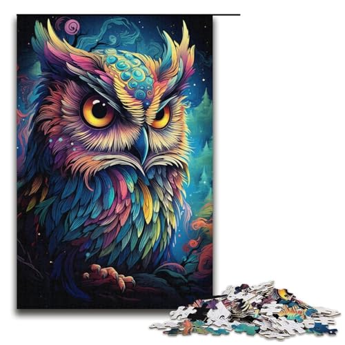 Puzzle für Erwachsene 1000 Teile Malen Farbe Eulen Papierpuzzle für Kinder Lernspiel 1000 Teile (38 x 26 cm) von linghhiming