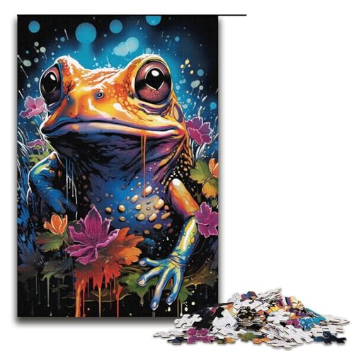 Puzzle für Erwachsene 1000 Teile Malen Farbe Frosch Papierpuzzle Lernspiel Herausforderungsspielzeug 1000 Teile (38 x 26 cm) von linghhiming