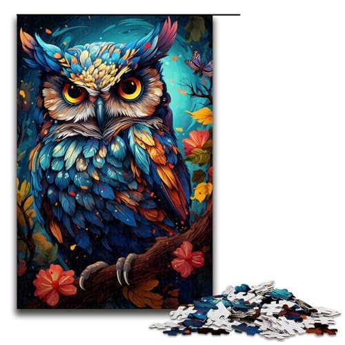 Puzzle für Erwachsene 1000 Teile Malen Farbe Tier Eulenmuster Zusammenbau hilft dem Gehirn süchtig machendes Spielzeug zur Förderung der Geduld 1000 Teile (75 x 50 cm) von linghhiming