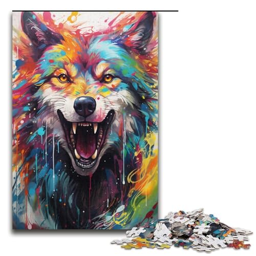 Puzzle für Erwachsene 1000 Teile Malen Farbe Wolf Papierpuzzle für Kinder Lernspiel 1000 Teile (38 x 26 cm) von linghhiming