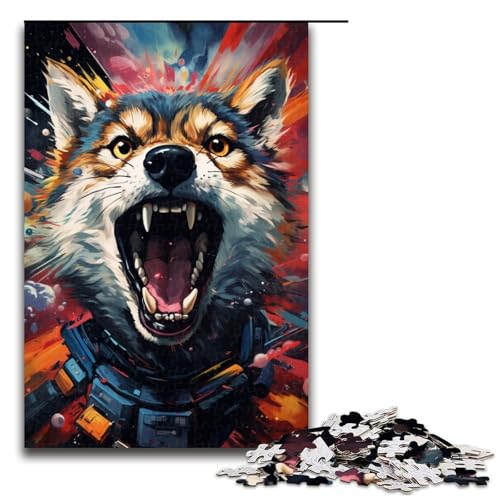 Puzzle für Erwachsene 1000 Teile Malen bunt süßer Wolf Holzpuzzle für Kinder Lernspiel 1000 Teile (75 x 50 cm) von linghhiming