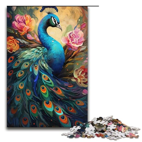 Puzzle für Erwachsene 1000 Teile Malen bunter Pfau Kunstdruckpapier Puzzle für Kinder Lernspiel 1000 Teile (38 x 26 cm) von linghhiming