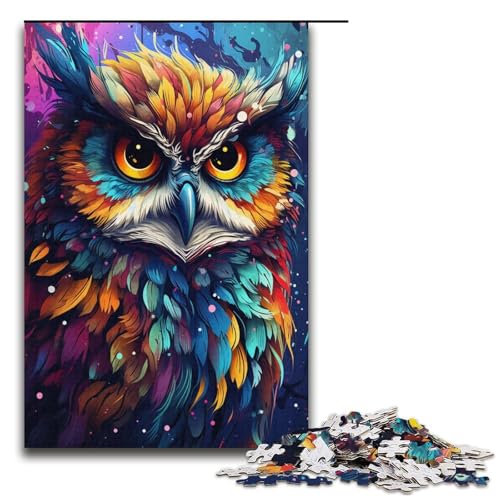 Puzzle für Erwachsene 1000 Teile Malen bunter Planet Eule Papierpuzzle für Kinder Lernspiel 1000 Teile (38 x 26 cm) von linghhiming