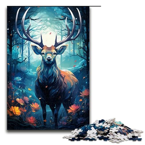 Puzzle für Erwachsene 1000 Teile Malen bunter magischer Hirsch Holzpuzzle für Kinder Lernspiel 1000 Teile (75 x 50 cm) von linghhiming