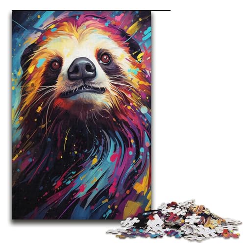 Puzzle für Erwachsene 1000 Teile Malen buntes Faultier Puzzle Papierpuzzle Lernspiel Herausforderungsspielzeug 1000 Teile (38 x 26 cm) von linghhiming
