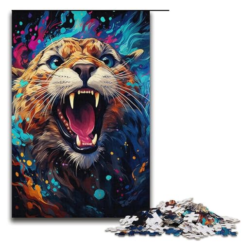 Puzzle für Erwachsene 1000 Teile Malen buntes Leoparden Papierpuzzle für Kinder Lernspiel 1000 Teile (38 x 26 cm) von linghhiming