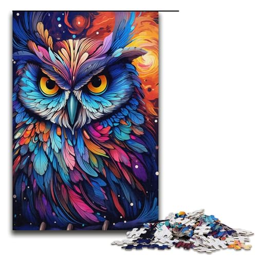 Puzzle für Erwachsene 1000 Teile Malerei Bunte Kunst Eulenfamilie Papierpuzzle Lernspiel Herausforderungsspielzeug 1000 Teile (38 x 26 cm) von linghhiming