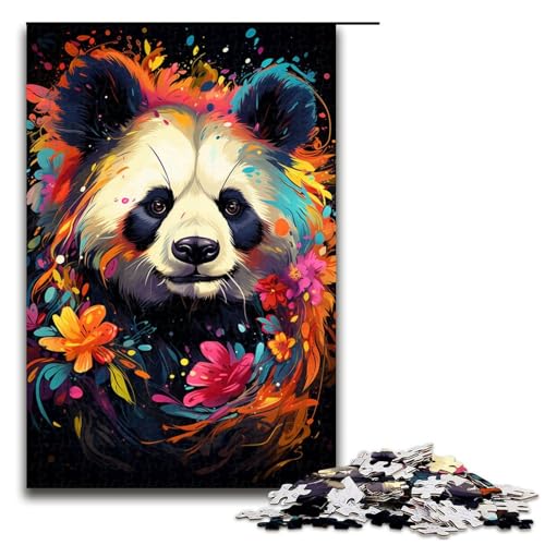 Puzzle für Erwachsene 1000 Teile Malerei Bunte Panda Kunst Holzpuzzle 1000 Teile (75 x 50 cm) von linghhiming