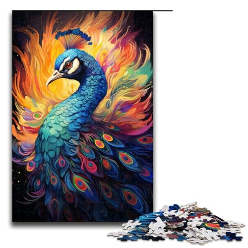 Puzzle für Erwachsene 1000 Teile Malerei Bunte Pfauenkunst Familien Holzpuzzle Lernspiel Herausforderungsspielzeug 1000 Teile (75 x 50 cm) von linghhiming