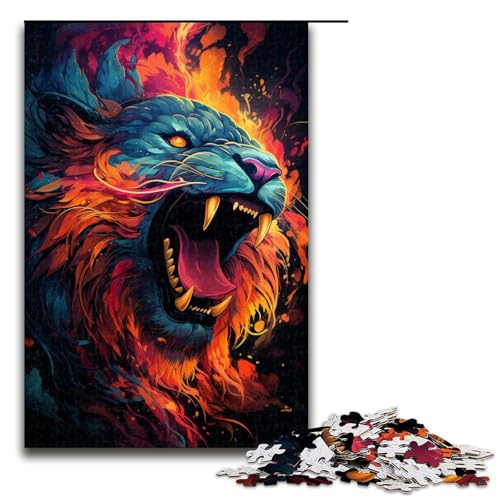 Puzzle für Erwachsene 1000 Teile Malerei Fantasie magischer Löwe Holzpuzzle für Kinder Lernspiel 1000 Teile (75 x 50 cm) von linghhiming