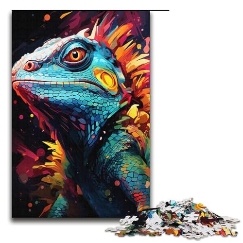 Puzzle für Erwachsene 1000 Teile Malerei Farbe Chamäleon Kunstpuzzle Papierpuzzle Lernspiel Herausforderungsspielzeug 1000 Teile (38 x 26 cm) von linghhiming