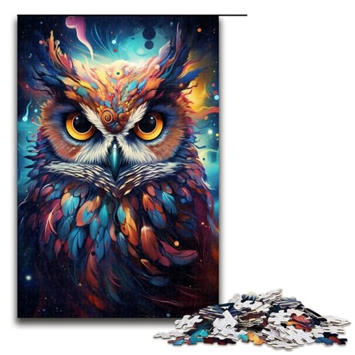 Puzzle für Erwachsene 1000 Teile Malerei Farbe Tier Eule Heimdekoration Puzzle Spielzeug Geschenk für die ganze Familie 1000 Teile (75 x 50 cm) von linghhiming