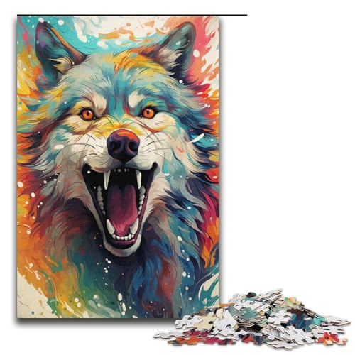 Puzzle für Erwachsene 1000 Teile Malerei Farbe Wolf Puzzle Lernspiele für Zuhause DIY Spielzeug tolles Geschenk für Spiele 1000 Teile (38 x 26 cm) von linghhiming