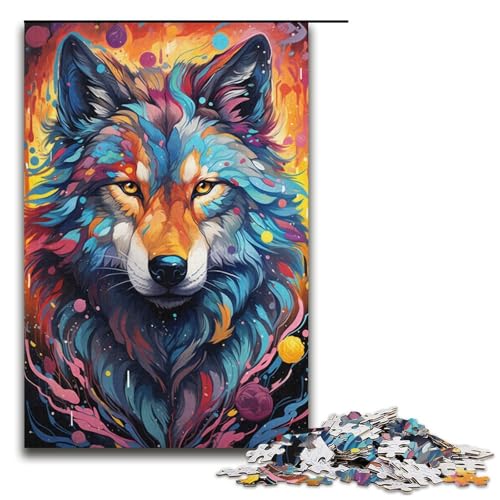 Puzzle für Erwachsene 1000 Teile Malerei Farbe Wolf Puzzle Spiel Spielzeug lustig 1000 Teile (38 x 26 cm) von linghhiming