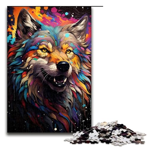 Puzzle für Erwachsene 1000 Teile Malerei Farbe Wolf Puzzle Spiel Spielzeug lustig 1000 Teile (75 x 50 cm) von linghhiming