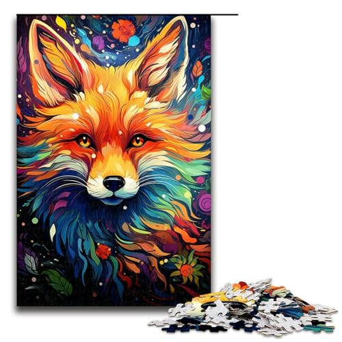 Puzzle für Erwachsene 1000 Teile Malerei Kunst Fuchsfamilie Holzpuzzle Lernspiel Herausforderungsspielzeug 1000 Teile (75 x 50 cm) von linghhiming